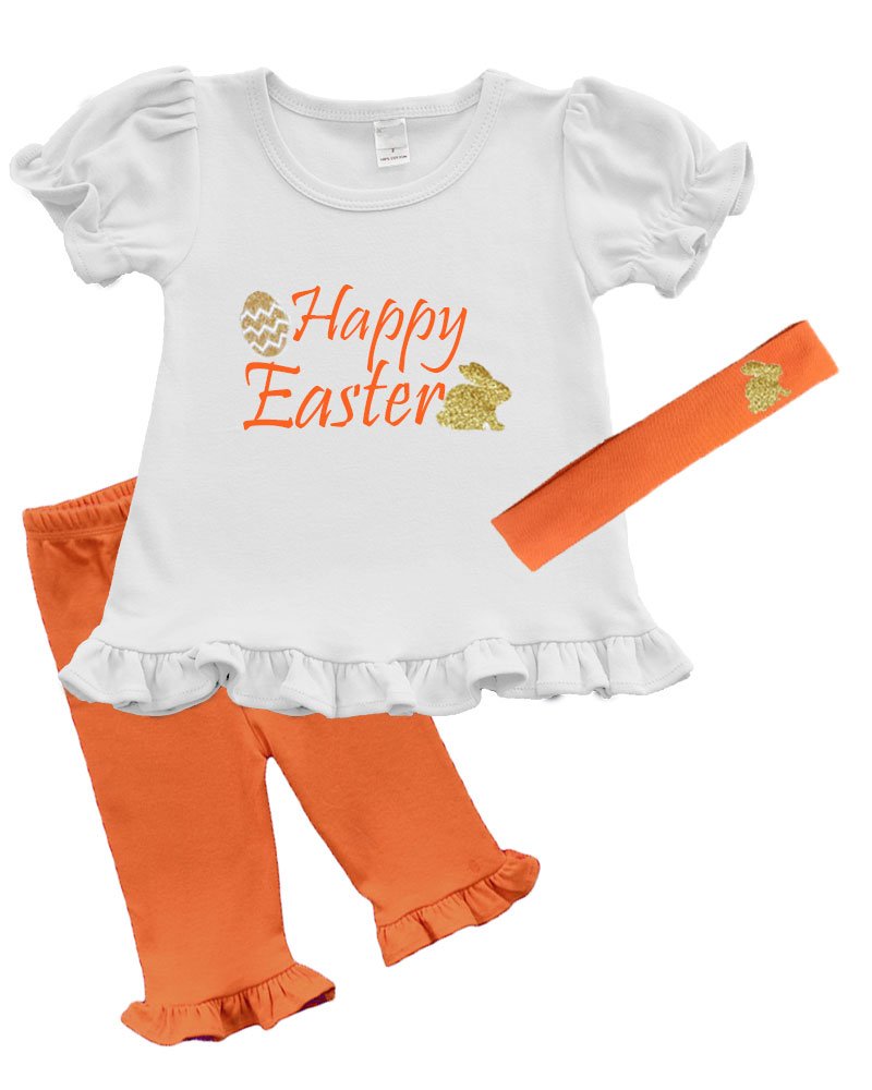 PandoraTees Girls Easter Outfit - Happy Easter