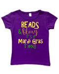 Girls Short Sleeve Top - Beads & Bling its a Mardigras Thing