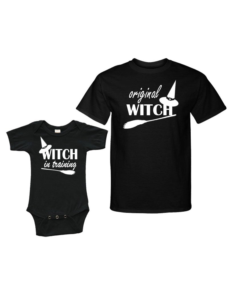 Matching Set -Original Witch/Witch in Training - Short Sleeve Onesie & Adult Unisex T-Shirt