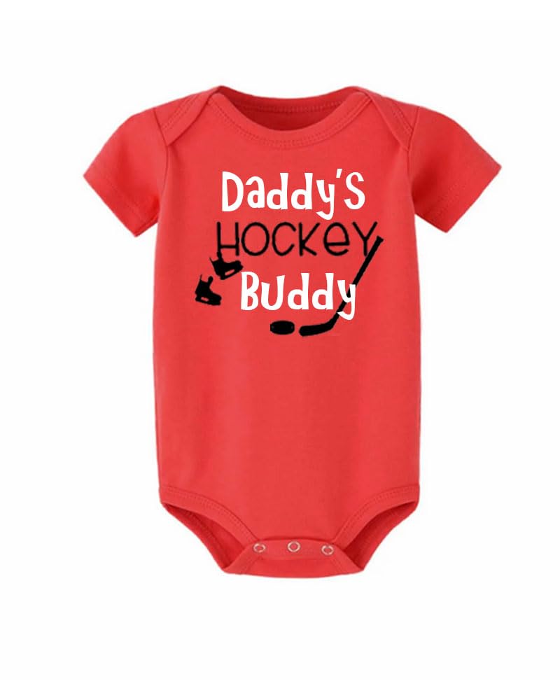 PandoraTees Daddy's Hockey Buddy Baby Bodysuit, Fathers Day Gift, Short Sleeve