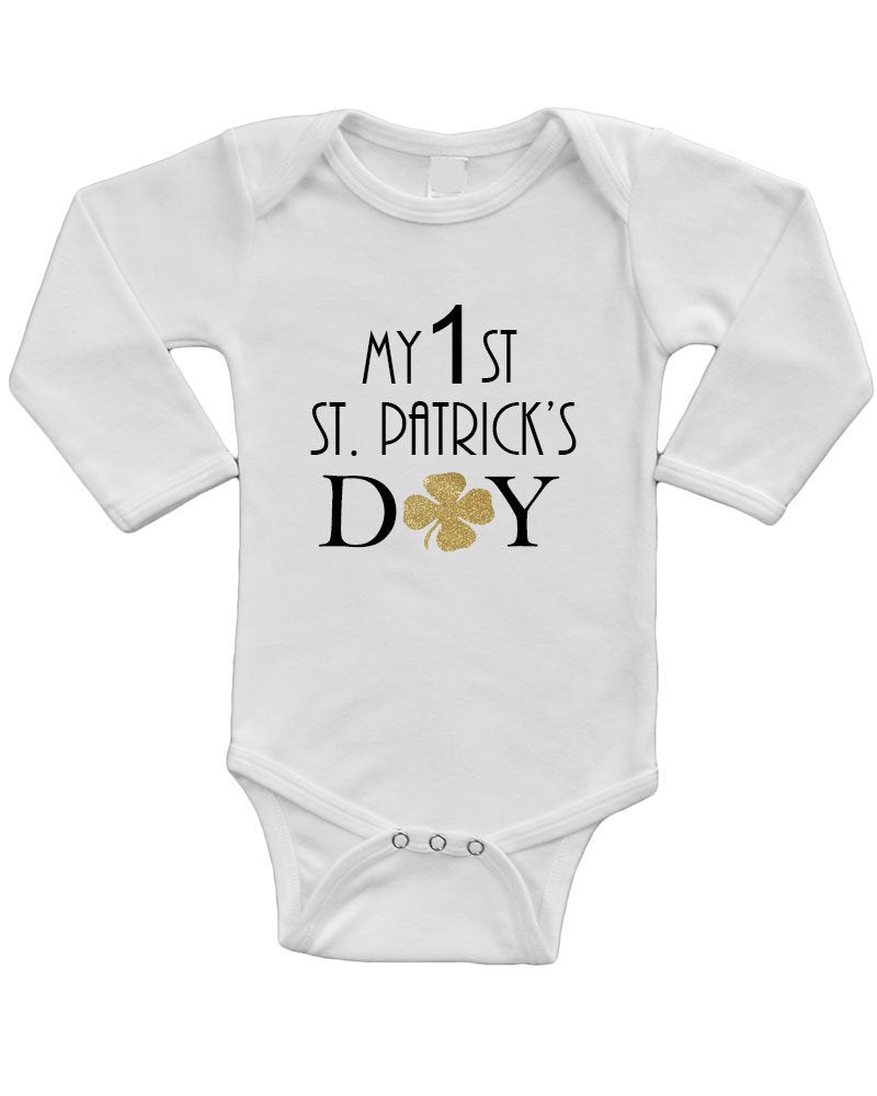 PandoraTees Infant Long Sleeve Onesie - My 1st st. Patrick's Day