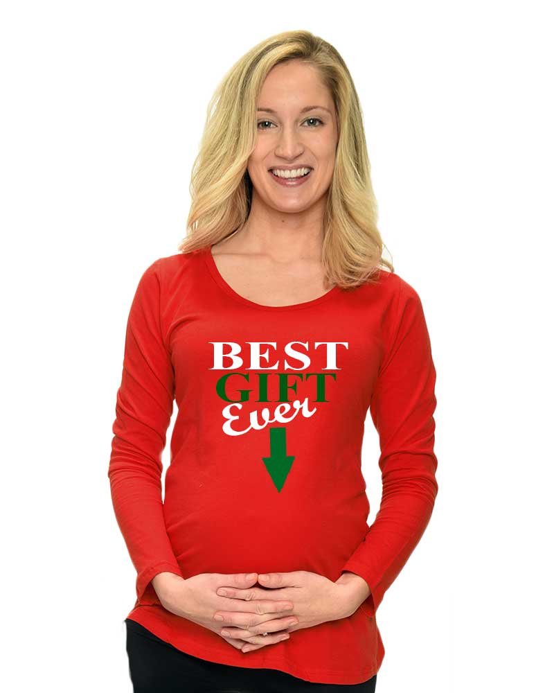 Maternity Christmas Top, Long Sleeve Maternity T-Shirt