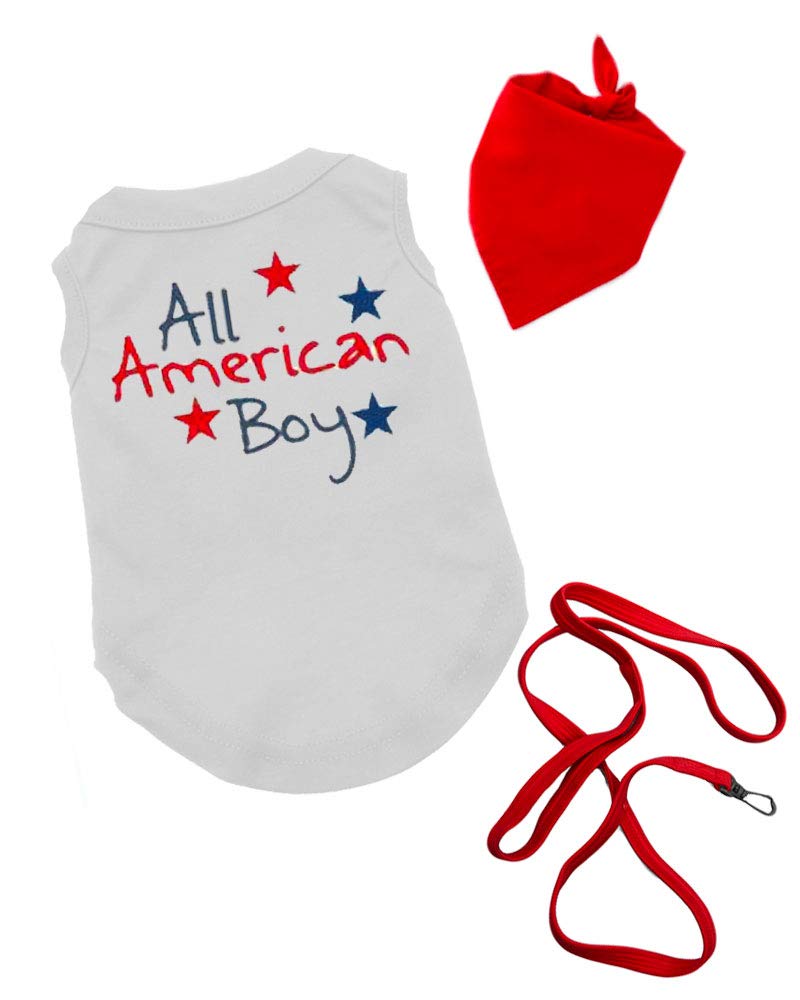 All American Boy Dog Shirt, Patriotic Pet Clothes, Pet Apparel