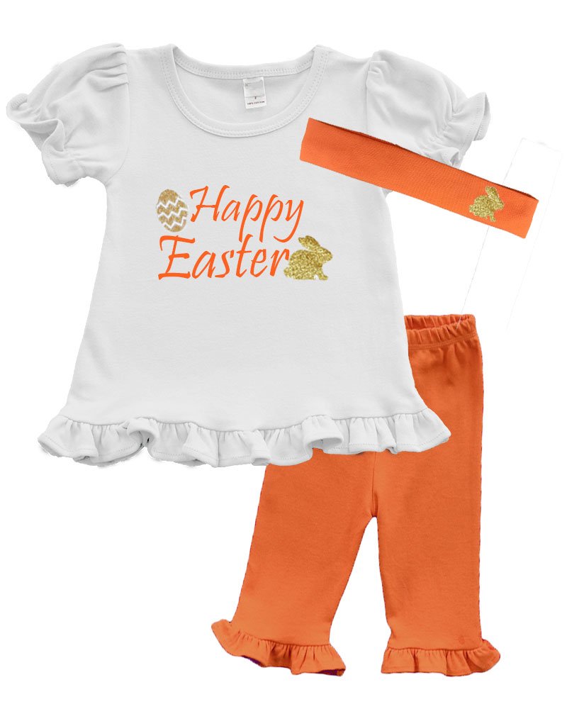 PandoraTees Girls Easter Outfit - Happy Easter