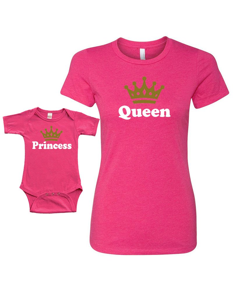 Matching Set - Princess + Queen - Short Sleeve Bodysuit & Ladies T-Shirt