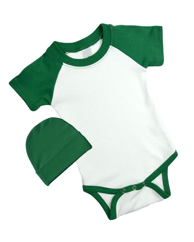 Short Sleeve Raglan Bodysuit and Cap Set