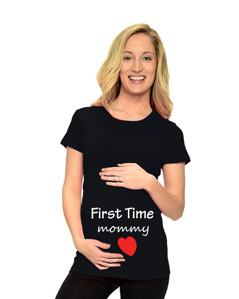PandoraTees Maternity Short Sleeve T-Shirt - First Time Mommy