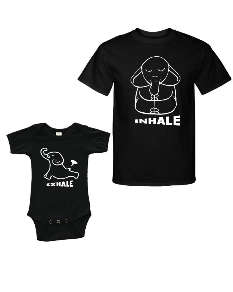 Matching Set -Inhale Exhale - Short Sleeve Bodysuit & Adult Unisex T-Shirt