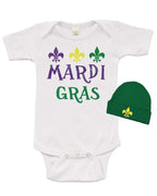 Mardi Gras Baby Bodysuit and Cap Set - Mardi Gras