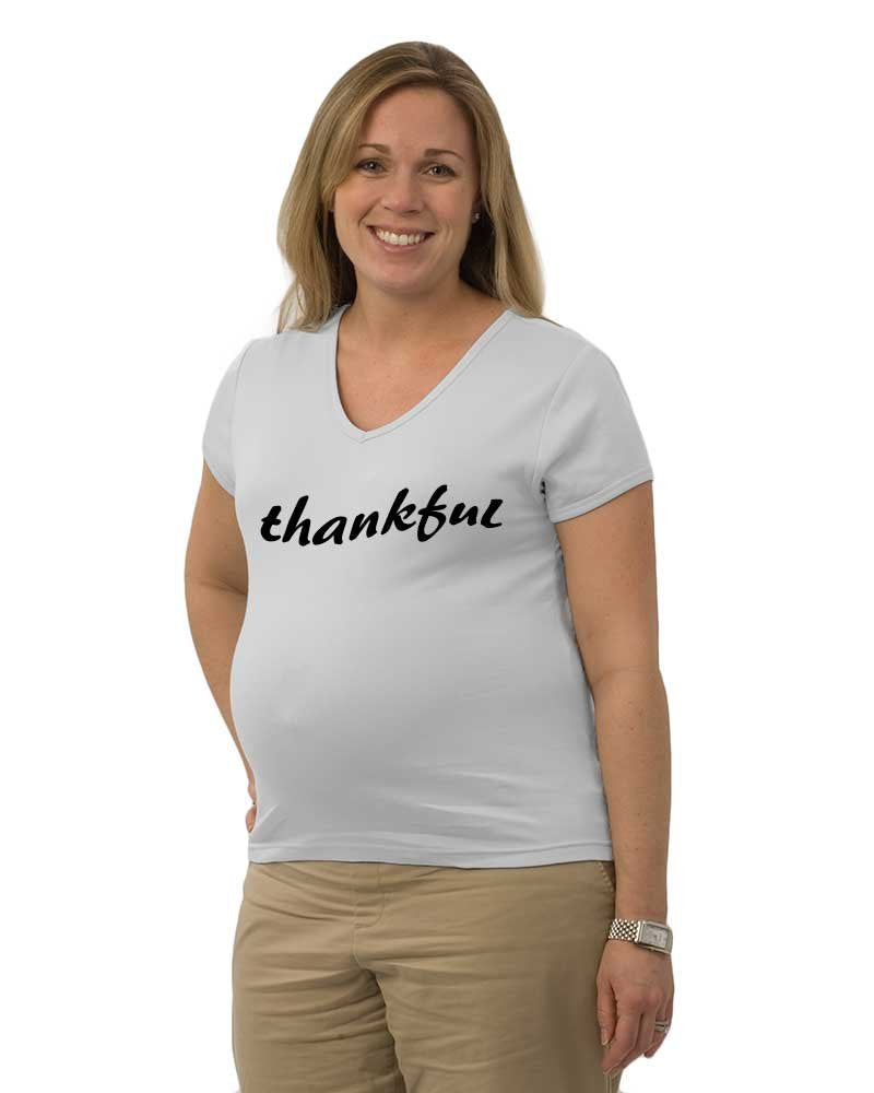 PandoraTees Maternity Short Sleeve T-Shirt - Thankful