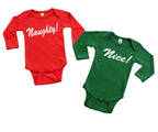 Twin Collection - 2 piece Long Sleeve Onesie Set - Nice/Naughty