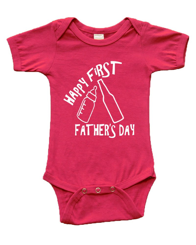 PandoraTees Infant Short Sleeve Bodysuit -Happy First Father's Day
