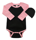 PandoraTees Long Sleeve Raglan Bodysuit and Cap Set