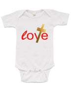 Infant Short Sleeve Onesie -Love (w/Cross)