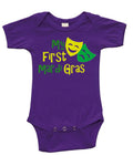 PandoraTees Short Sleeve Baby Bodysuit - My First Mardi Gras