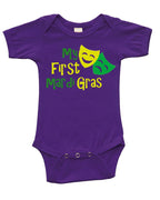 PandoraTees Short Sleeve Baby Bodysuit - My First Mardi Gras