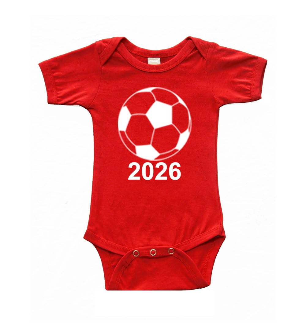 PandoraTees Soccer Ball 2026 Baby Bodysuit, Short Sleeve, Infant onepiece