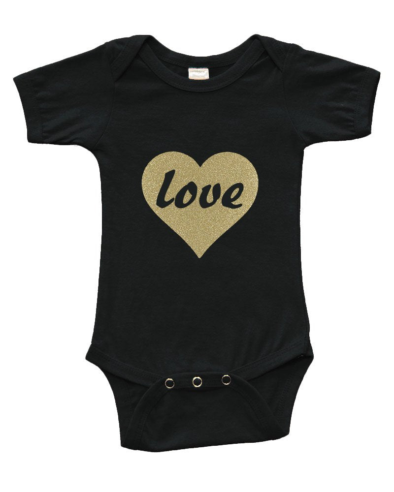 Infant Short Sleeve Bodysuit - Love in Gold Heart