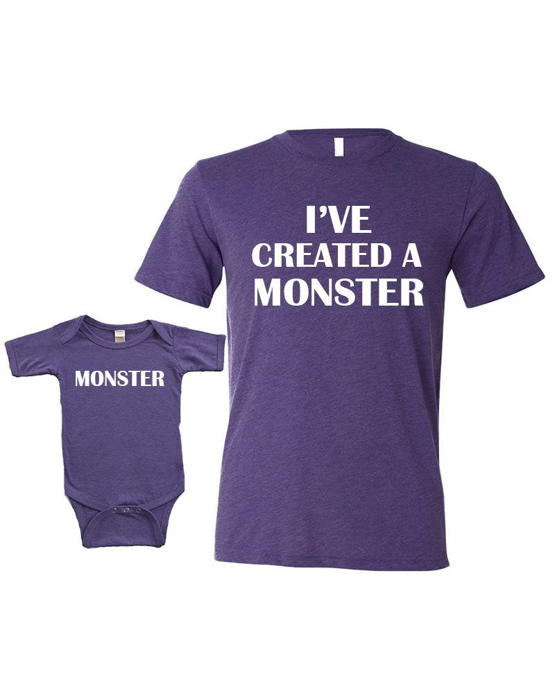 Matching Set -I've Created a Monster-Short Sleeve Bodysuit & Adult T-Shirt