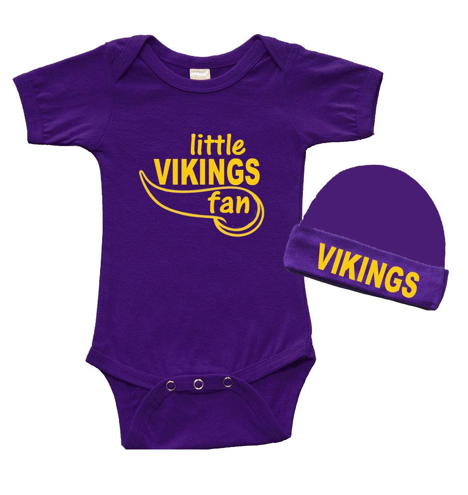 PandoraTees Short Sleeve Bodysuit & Cap Set - little Vikings Baby Gift Set