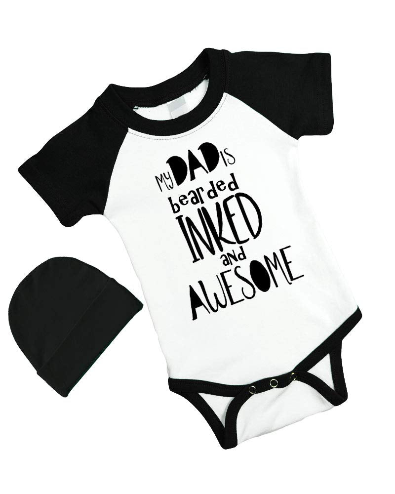 My Dad is Bearded Inked and Awesome - Baby Raglan Onesie