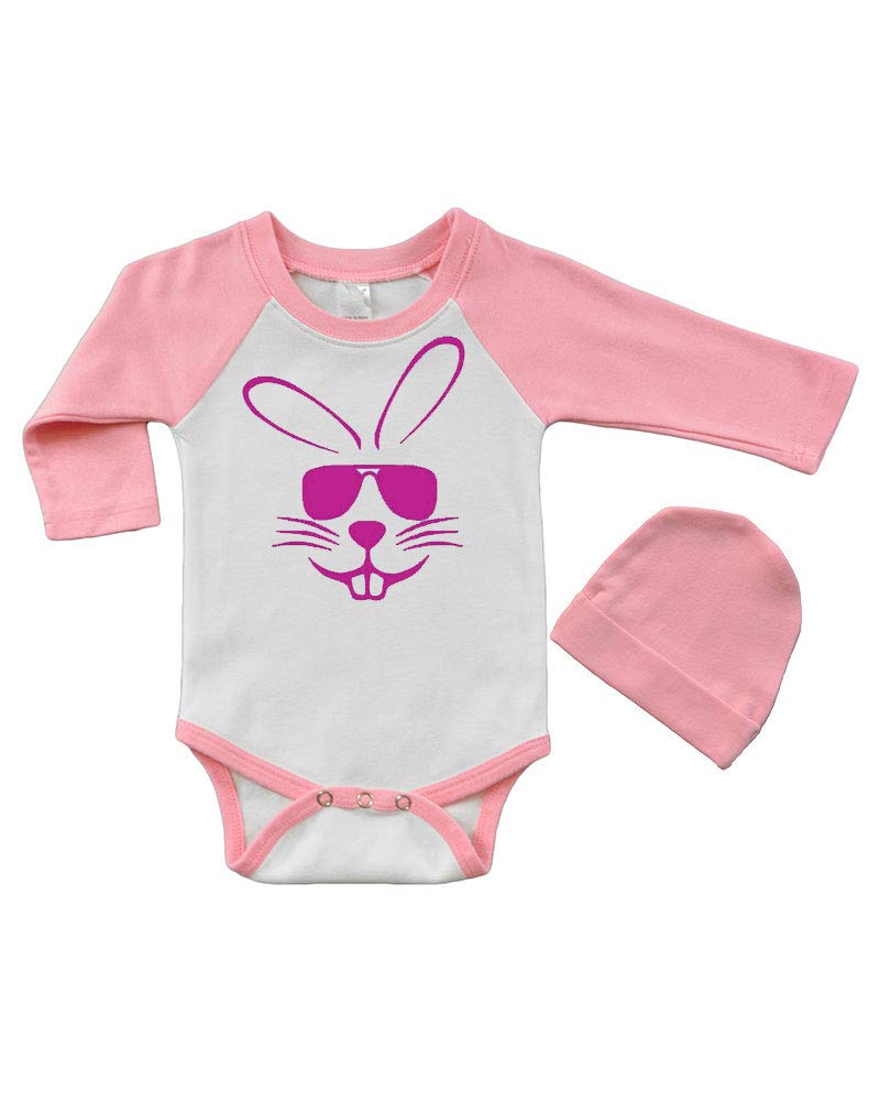 Easter Bunny Baby Raglan Bodysuit and Cap Set
