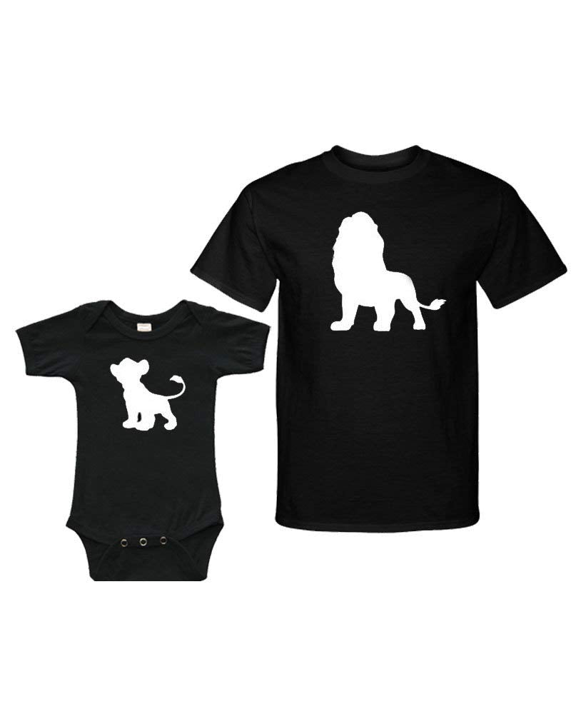 PandoraTees Father Son Matching Shirt Lion and Cub