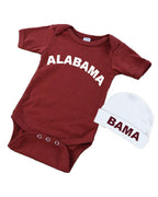 PandoraTees Short Sleeve Bodysuit & Cap Set - Alabama