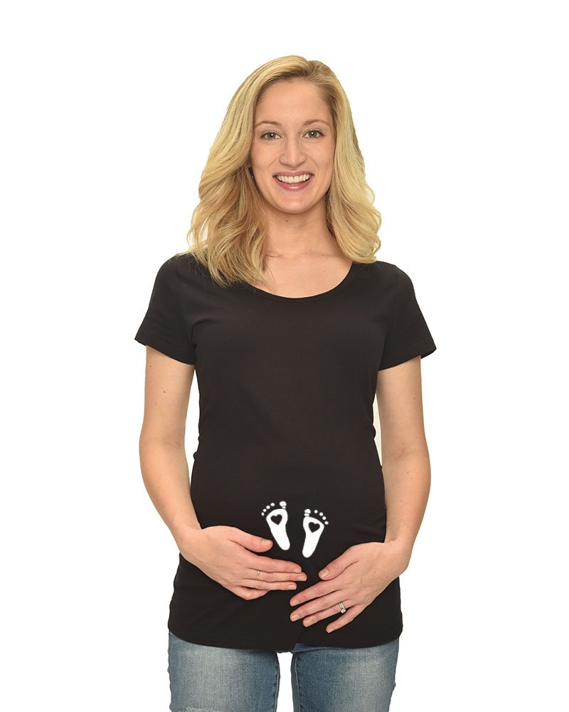 PandoraTees Maternity Short Sleeve T-Shirt - Baby Feet