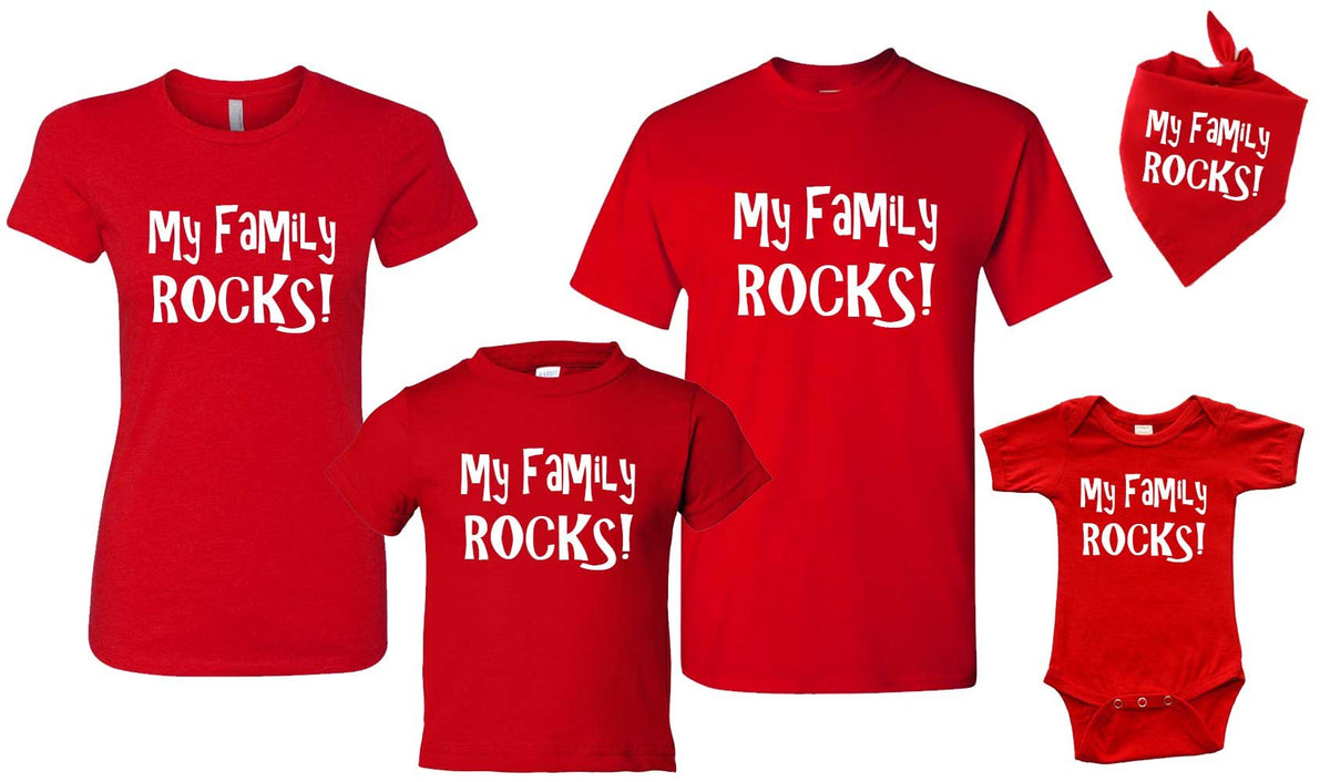 Matching Family T-Shirts -My Family Rocks - Infant,Toddler,Youth,Women,Unisex & Dog Bandana