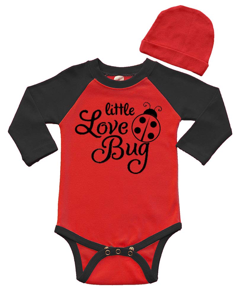 PandoraTees Little Love Bug Baby Gift Set, Valentine's Day Baby Outfit