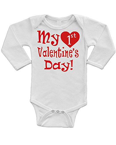 PandoraTees Infant Long Sleeve Bodysuit-My 1st Valentine Day