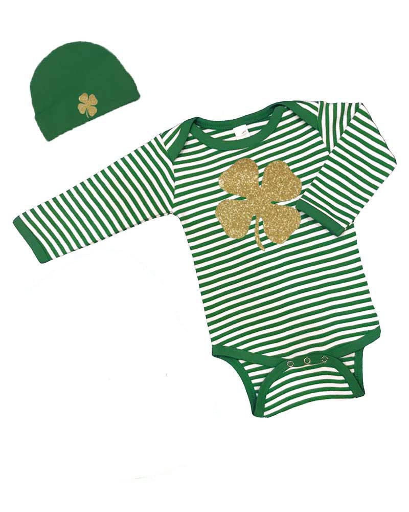 PandoraTees St. Patricks Day Baby Gift Set - lucky