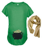 St. Patrick's Day Maternity T-Shirt, Paddy's Day Maternity Top - Pot of Gold Maternity Top