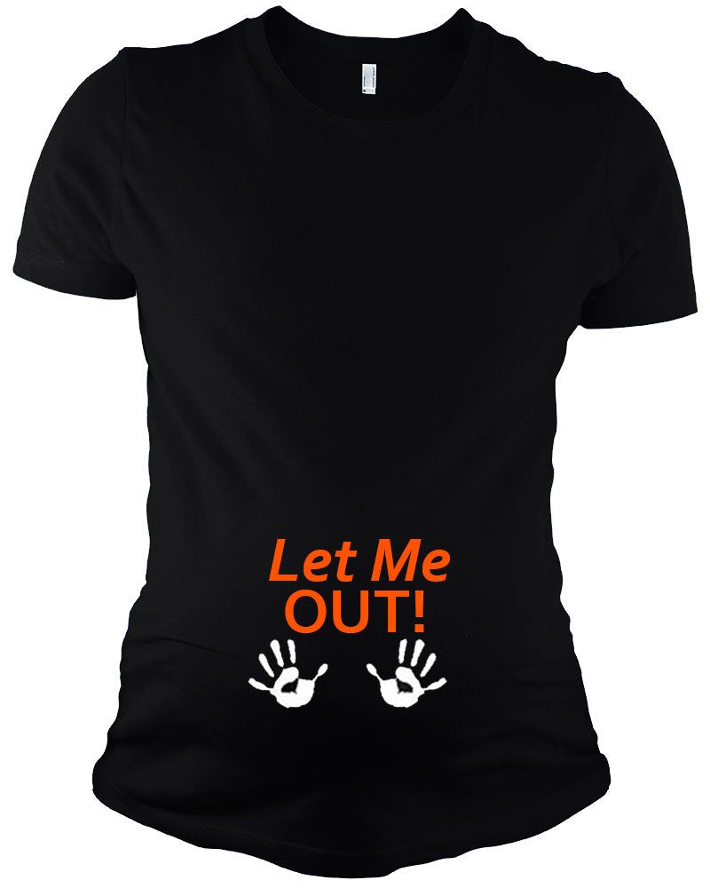 Funny Halloween Maternity T Shirt - Let Me Out
