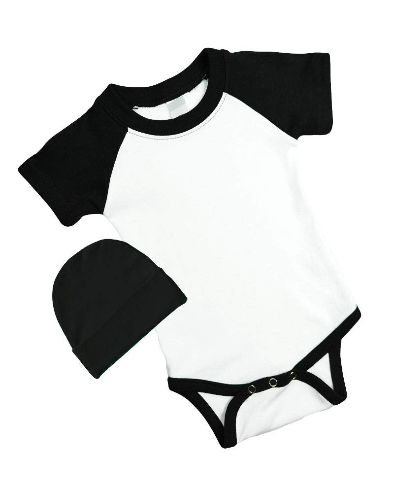 Short Sleeve Raglan Bodysuit and Cap Set