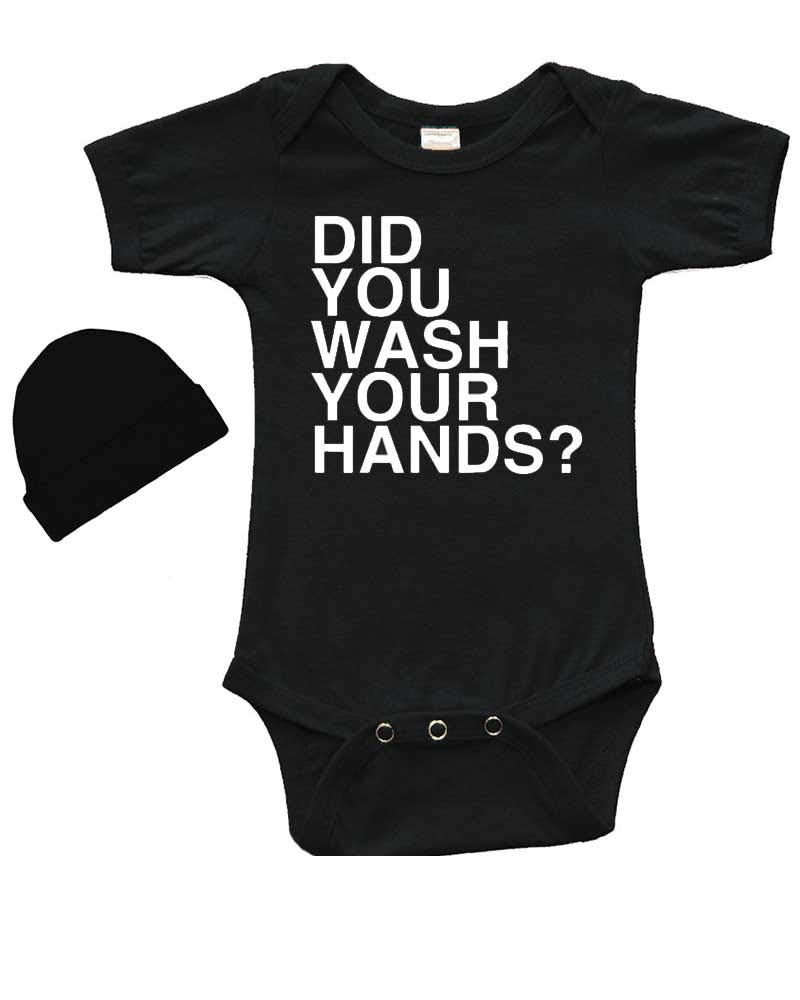 PandoraTees Short Sleeve Bodysuit Set - Did You Wash Your Hands