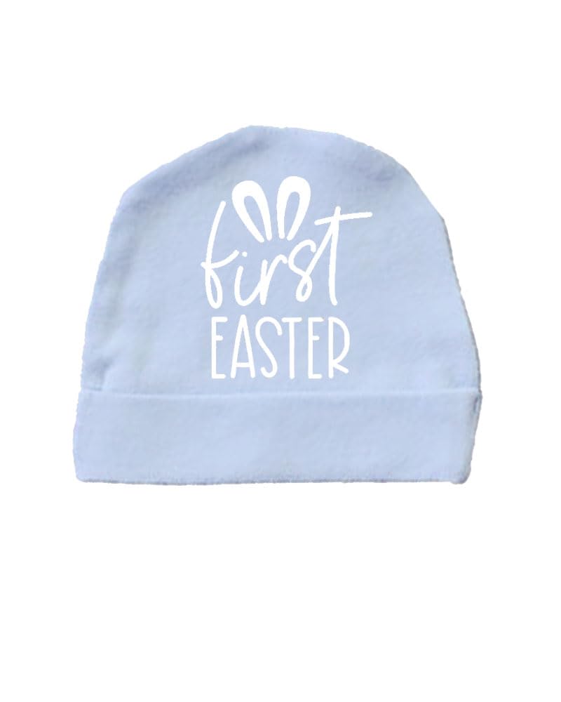 PandoraTees First Easter Baby Cap, Personalized Easter Beanie with Bunny Ears Design
