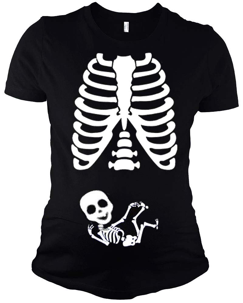 PandoraTees Maternity Baby Skeleton Halloween Costume Pregnancy T-Shirt