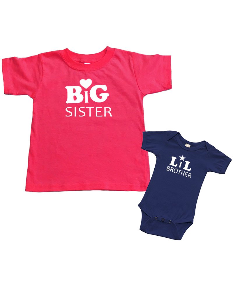 Matching Set -Big Sister/Little Brother- Short Sleeve Bodysuit & Toddler T-Shirt