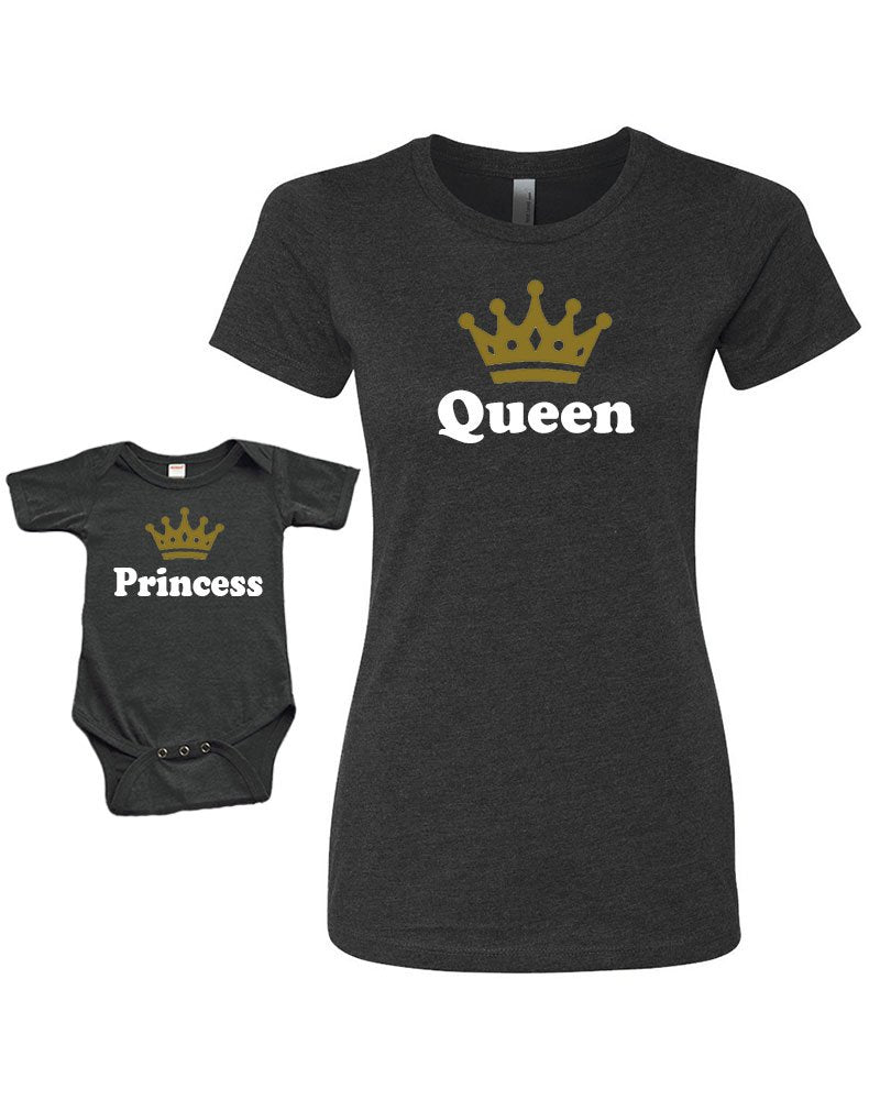 Matching Set - Princess + Queen - Short Sleeve Bodysuit & Ladies T-Shirt