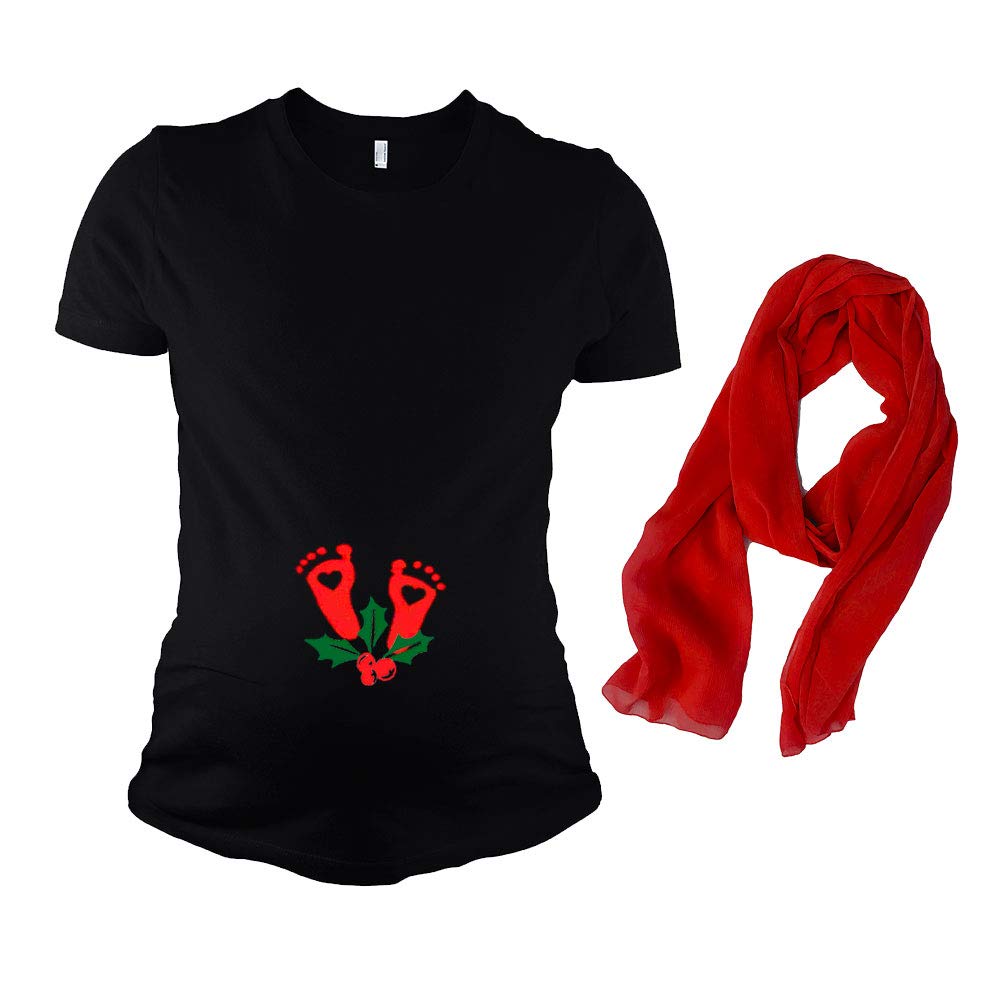 PandoraTees Christmas Maternity Shirt - Mistletoe Pregnancy Tshirt