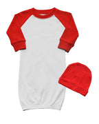 PandoraTees Raglan Baseball Baby Gown and Cap Set