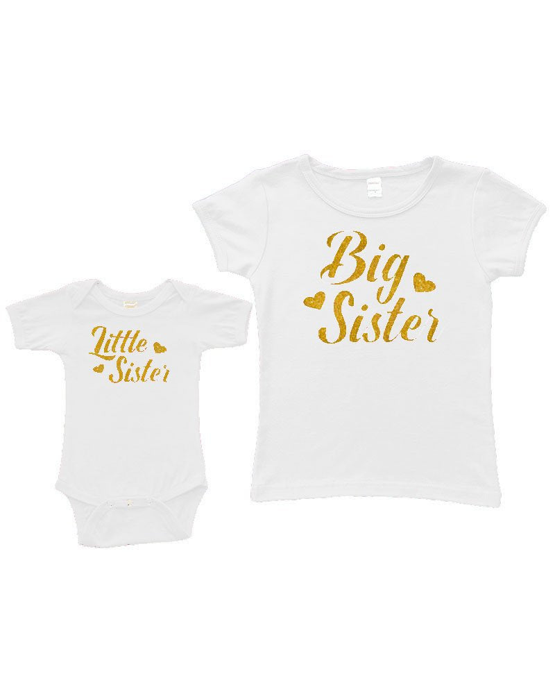 Matching Set -Little Sister/Big Sister- Short Sleeve Infant Bodysuit & Girly T-Shirt