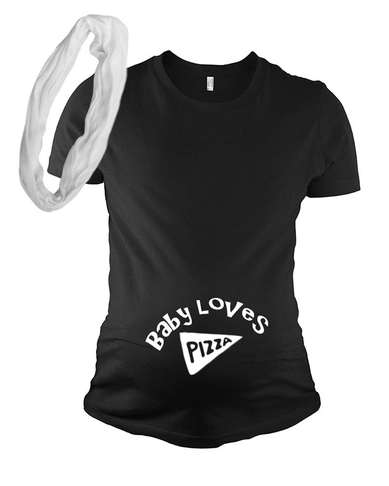 Maternity T Shirt - Baby Loves Pizza