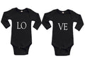 Twin Collection - 2 piece Long Sleeve Bodysuit Set- Love