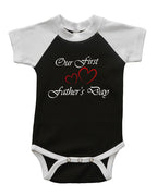 Short Sleeve Raglan Bodysuit - Our First Fathers Day