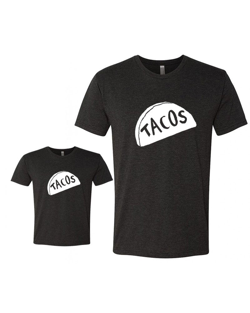 PandoraTees Father Son Matching Outfit - Tacos - Short Sleeve Bodysuit & Adult Unisex T-Shirt