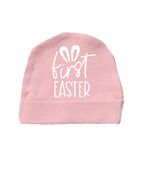 PandoraTees First Easter Baby Cap, Personalized Easter Beanie with Bunny Ears Design