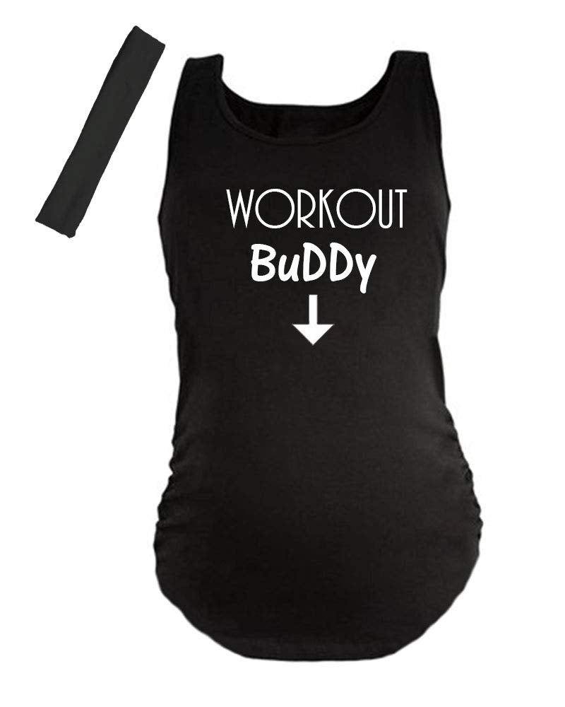 PandoraTees Pregnancy Maternity Tank Top - Workout Buddy
